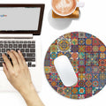 Boho Round Mouse Pad 8.7in Non-Slip Rubber Base Home Office Decor