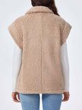 Tankaneo Womens Sherpa Fleece Vest Lightweight Teddy Jacket - Size L
