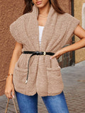 Tankaneo Womens Sherpa Fleece Vest Lightweight Teddy Jacket - Size L