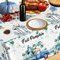 3 Pc Blue Fall Thanksgiving Tablecloth Set 54x108in + 60 Napkins Disposable