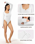 MANGOPOP Ribbed Long Sleeve Bodysuit Thong Seamless Tummy Control Size M