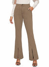 EVALESS Women's Khaki High Waisted Stretchy Flared Work Pants Medium