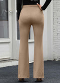 EVALESS Women's Khaki High Waisted Stretchy Flared Work Pants Medium