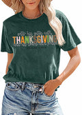 ELDPS Thanksgiving Shirt Women Casual Fall Top Thankful Tee Single Unit - Size L