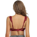 SHEKINI Wireless Padded Lace Bralette Women Size M Wine Red Wireless Bra