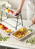 Shell Rectangle Chip and Dip Serving Set Black Tiered Tray Dessert Display