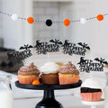Totelux Halloween Cake Toppers 10Pcs Black Pumpkin Bat Ghost Glitter