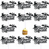 Totelux Halloween Cake Toppers 10Pcs Black Pumpkin Bat Ghost Glitter