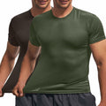 Fastkoala Men's Quick Dry Workout Shirt Short Sleeve ArmyGreen Grey Size M