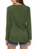 DittyandVibe Womens Long Sleeve V Neck Shirt Olive Green Size L