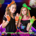 Maiteenly 80s Costume Accessories Set Lace Headband Neon Earrings Gloves