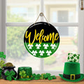 Bolisom St. Patrick's Day Shamrock Wood Door Sign Outdoor Porch Decor