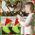 Lunmon 6pcs 18in Red Green Christmas Stockings Faux Fur Holiday Decor