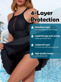 insgym SwimSkirt Bikini Bottoms Alpha Black Ruched Drawstring Size XX_L