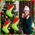 Lunmon 6pcs 18in Red Green Christmas Stockings Faux Fur Holiday Decor