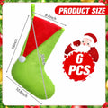 Lunmon 6pcs 18in Red Green Christmas Stockings Faux Fur Holiday Decor