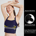 baleaf Women's Swim Top Tankini Square Neck Built-in Bra Navy Blue Size 38