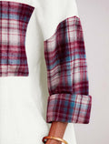 HWOKEFEIYU Women's Cotton Long Sleeve Shirt Red Grid Size M