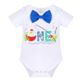 Big One Boys Bowtie Romper Suspenders Diaper Cover Hat Royal Blue Size 6-12M
