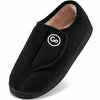 HARENCE Women's Adjustable Memory Foam Fur Lined Slippers Black Size 42/43
