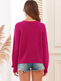 ZAFUL Rose Red V Neck Pullover Sweater Ribbed Knit Size M
