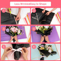 Funfery 20 Sheets Black Flower Bouquet Wrapping Paper Gold Edge Waterproof