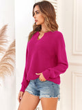 ZAFUL Rose Red V Neck Pullover Sweater Ribbed Knit Size M