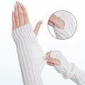 Hmxpls Knitted Kawaii Arm Warmers Wrist Warmers Women White