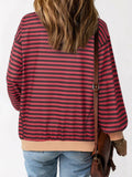 Womens Oversized Sweatshirt Cotton Long Sleeve Pullover Wine Purple Size L