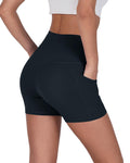 ODODOS Gathered Cross Waist Yoga Shorts with Pockets Navy Size XS