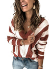 EVALESS Womens Brown Striped Knit Sweater Long Sleeve Pullover Size S