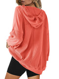 SENSERISE Womens Oversized Melon Red V Neck Hoodie Sweatshirt Size S
