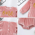 Infant Baby Girl Velvet Romper Pink Christmas Outfit Size 6-12M