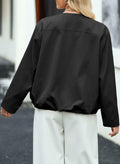 EVALESS Women's Bomber Jacket Lightweight Zip Up Black Size XXL