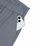 NIMIN Women's High Waisted Paper Bag Work Pants Blue Grey Size 2XL