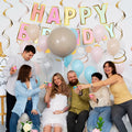 Pastel Happy Birthday Banner Macaron Garland 18pcs Rainbow Colors Decor