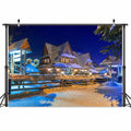 Snow Village Backdrop Xmas Pine Trees Night Scenery Banner 8x6ft