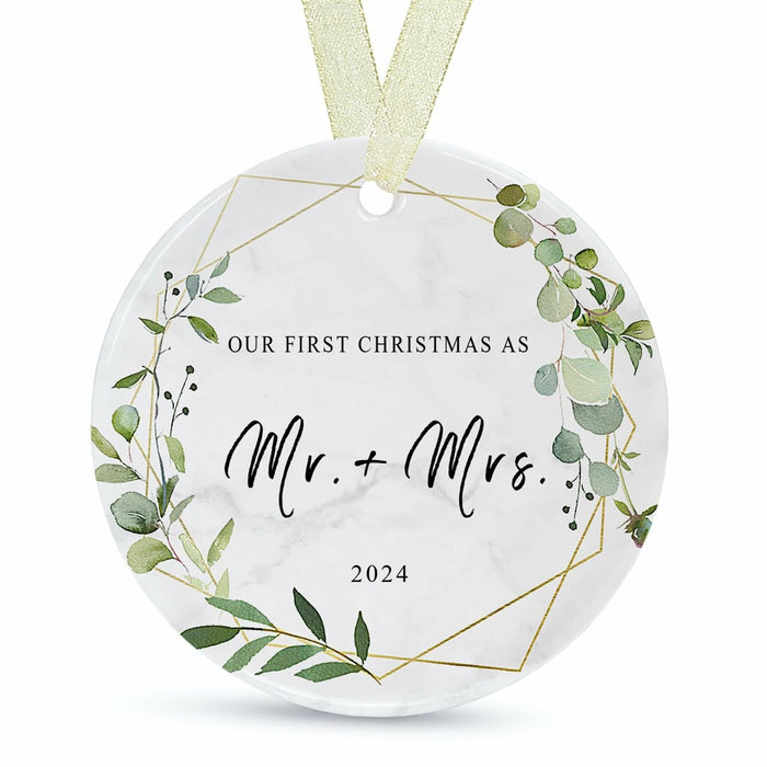 First Christmas as Mr and Mrs Ornament 2024 Ceramic Hanging 2.9"