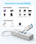 ORICO USB C Hub 3-Port USB 3.1 to USB 3.0 Adapter White 0.5ft Cable