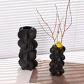 Ceramic Flower Vase 9-Inch Black Modern Farmhouse Decor Small