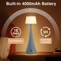 Modern Table Lamp Cordless 4-Way Dimming Touch 4000mAh Battery Mint Green