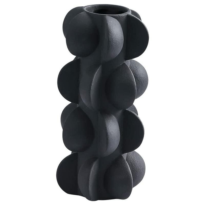 Ceramic Flower Vase 9-Inch Black Modern Farmhouse Decor Small