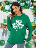 St Patrick's Day Women's Oversized Lucky Shamrock Long Sleeve Tee Size L