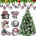Syhood Vintage Wooden Christmas Ornaments 24 Pcs Snowman Santa Elk Bear