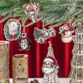 Syhood Vintage Wooden Christmas Ornaments 24 Pcs Snowman Santa Elk Bear