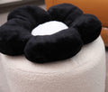 Flower Pouf Ottoman Full Foam 18x15 Inch Ivory Black Floor Pouf