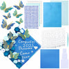 Knitgrip Graduation Cap Decoration Kit 98 Pc Blue Faux Flowers Butterfly