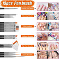 JOYJULY Nail Art Brushes Kit with Rhinestones Stickers Glitters Multi