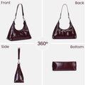 JQWSVE Crescent Shoulder Bag Women Glossy Leather Crossbody Black