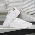 JABASIC Women Genuine Leather Platform Sneakers Lace-Up White/Fuchsia Size 7